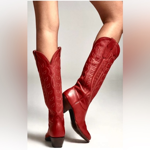 Anthropologie Shoes - Anthropologie CITY Boots The Montrose Cowboy Boots Red Leather Tall